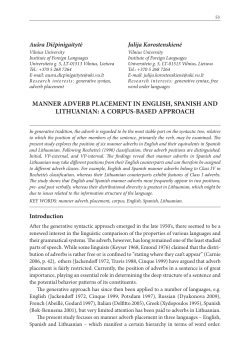 manner adverb placement in english, spanish and lithuanian