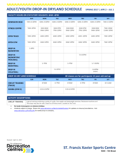 St. Francis Xavier Drop-In Schedule &ndash; Adult/Youth Spring