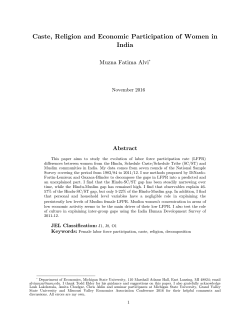 Caste, Religion and Economic Participation of Women in India