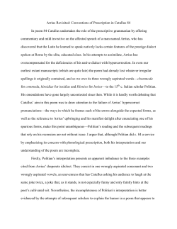 Arrius Revisited: Conventions of Prescription in Catullus
