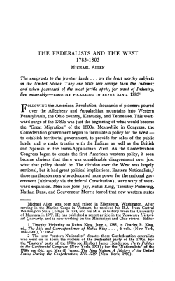 THE FEDERALISTS AND THE WEST 1783-1803
