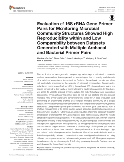 Evaluation of 16S rRNA Gene Primer Pairs for Monitoring
