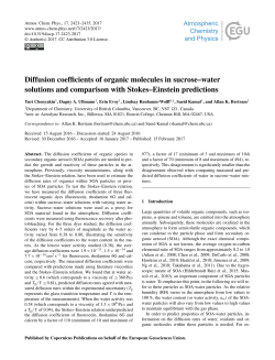 Diffusion coefficients of organic molecules in sucrose&ndash;water