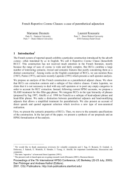 French Reportive Comme Clauses: a case of parenthetical