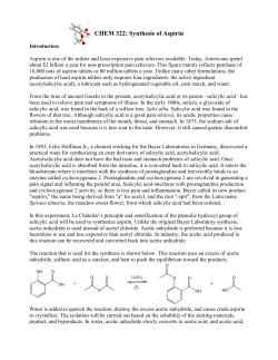 CHEM 322: Synthesis of Aspirin +
