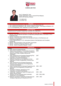 CURRICULUM VITAE Education 1. Ph.D, Geotechnical Engineering