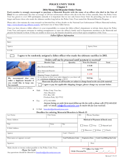 POLICE UNITY TOUR Chapter I 2016 Memorial Bracelet Order Form