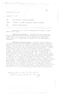 MEMORANDUM January 17, 1967 TO JIM GARRISON, DISTRICT