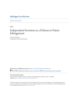 Independent Invention as a Defense to Patent Infringement
