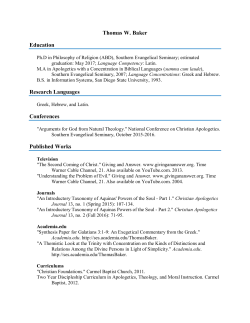 Thomas W. Baker Education - Veritas Evangelical Seminary