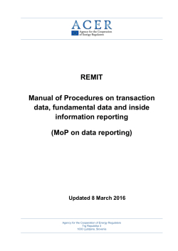REMIT Manual of Procedures on transaction data, fundamental data