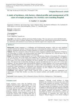 A study of incidence, risk factors, clinical profile and management of