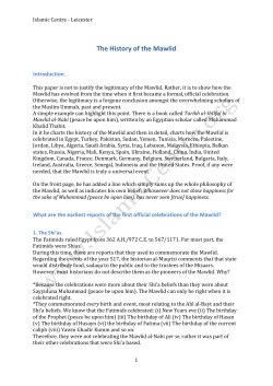 The History of the Mawlid