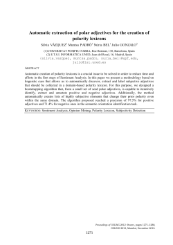 Automatic Extraction of Polar Adjectives for the Creation of Polarity