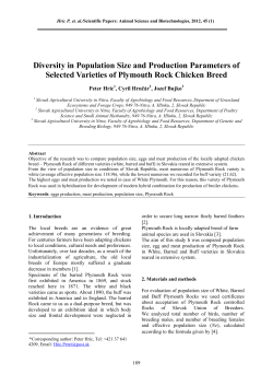 Diversity in Population Size and Production Parameters of Selected