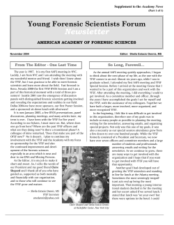 Newsletter - Young Forensic Scientists Forum