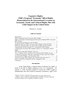 Expansive Rights: FDR`s Proposed &ldquo;Economic&rdquo; Bill of Rights