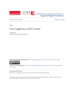 Law, Legitimacy, and Consent - Osgoode Digital Commons
