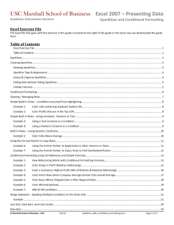 USC Marshall School of Business Excel 2007 &ndash; Presenting Data