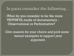Teaching Documentary (part one)