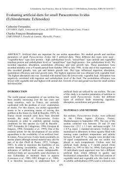 Evaluating artificial diets for small Paracentrotus lividus