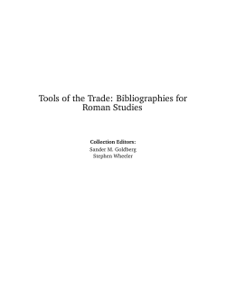 Tools of the Trade: Bibliographies for Roman Studies