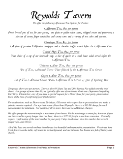 Afternoon Teas - Reynolds Tavern