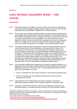 1 Less densely populated areas &ndash; site counts