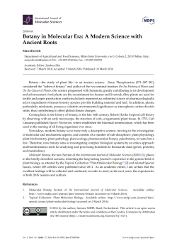 Botany in Molecular Era: A Modern Science with Ancient Roots