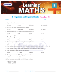 3 - Squares and Square Roots: Worksheet&ndash;3.1