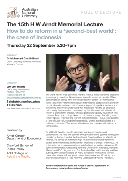 The 15th H W Arndt Memorial Lecture How to do reform in a `second
