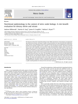 Nutritional epidemiology in the context of nitric oxide biology: A risk
