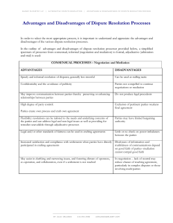 Advantages and Disadvantages of Dispute Resolution Processes