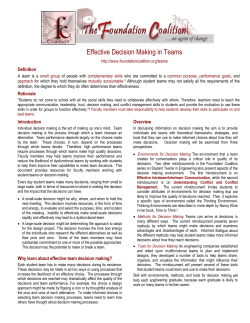 Effective Decision Making in Teams