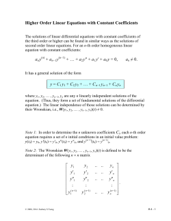 Higher Order Linear Equations with Constant Coefficients any + &hellip; +