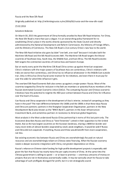 Russia and the New Silk Road