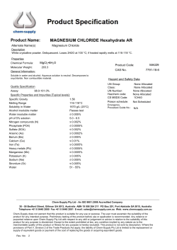 Product Name: MAGNESIUM CHLORIDE Hexahydrate AR