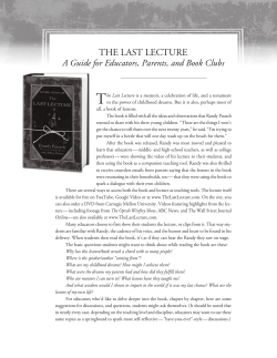 THE LAST LECTURE A Guide For Educators, Parents, And Book