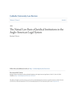 The Natual Law Basis of Juridical Institutions in the Anglo