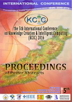 Proceedings of Poster Abstracts KCIC 2016