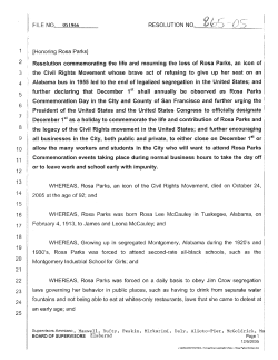 Honoring Rosa Parks - Board of Supervisors