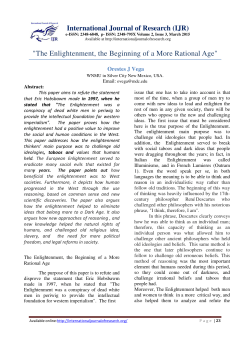 The Enlightenment, the Beginning of a More Rational Age