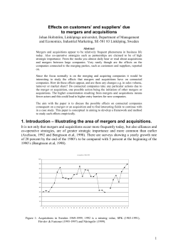 Effects on customers` and suppliers` due to