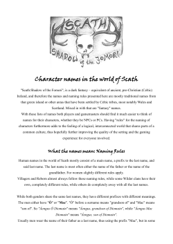 Character names in the world of Scath - Scath