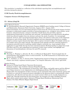 CCSE QUARTER 1 2016 NEWSLETTER This newsletter is