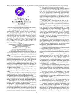 Essential Fatty Acids Are Essential!