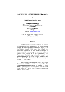 Earthquake Monitoring In Malaysia