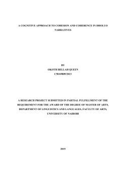 A cognitive approach to cohesion and coherence in dholuo narratives