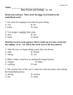 Name: Base Words and Endings &ndash;er,