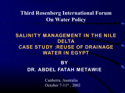 SALINITY MANAGEMENT IN THE NILE DELTA CASE STUDY